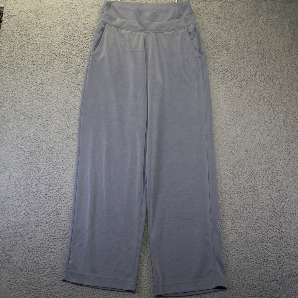 Athleta Womens Gray Blue Wide Leg Lounge Yoga Pants with Pockets